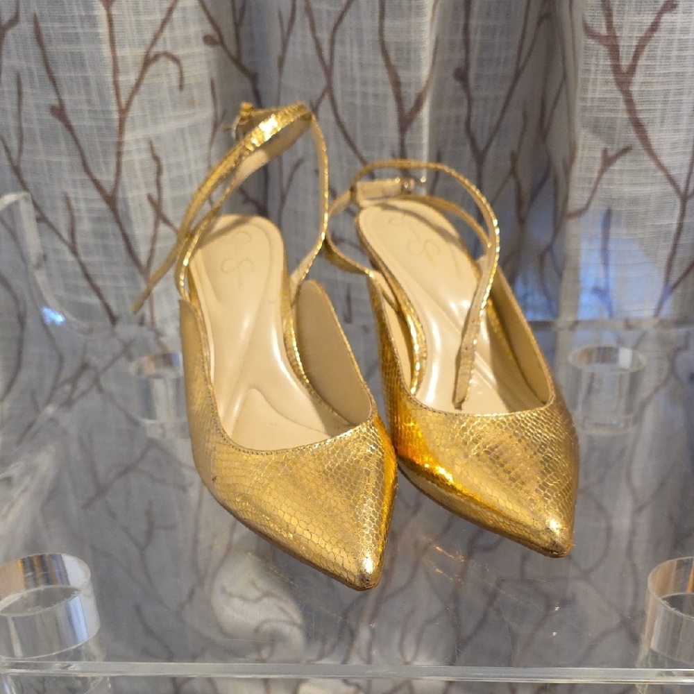 Jessica Simpson - Gold Pointed Toe Slingback Heels - SIZE8.5